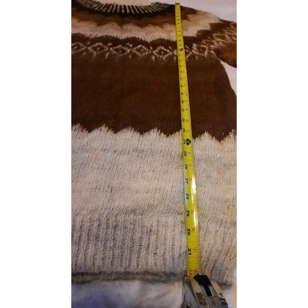 100% Llama Men's Pullover Sweater XL Bolivia‎ VTG Brown Warm Hand Made